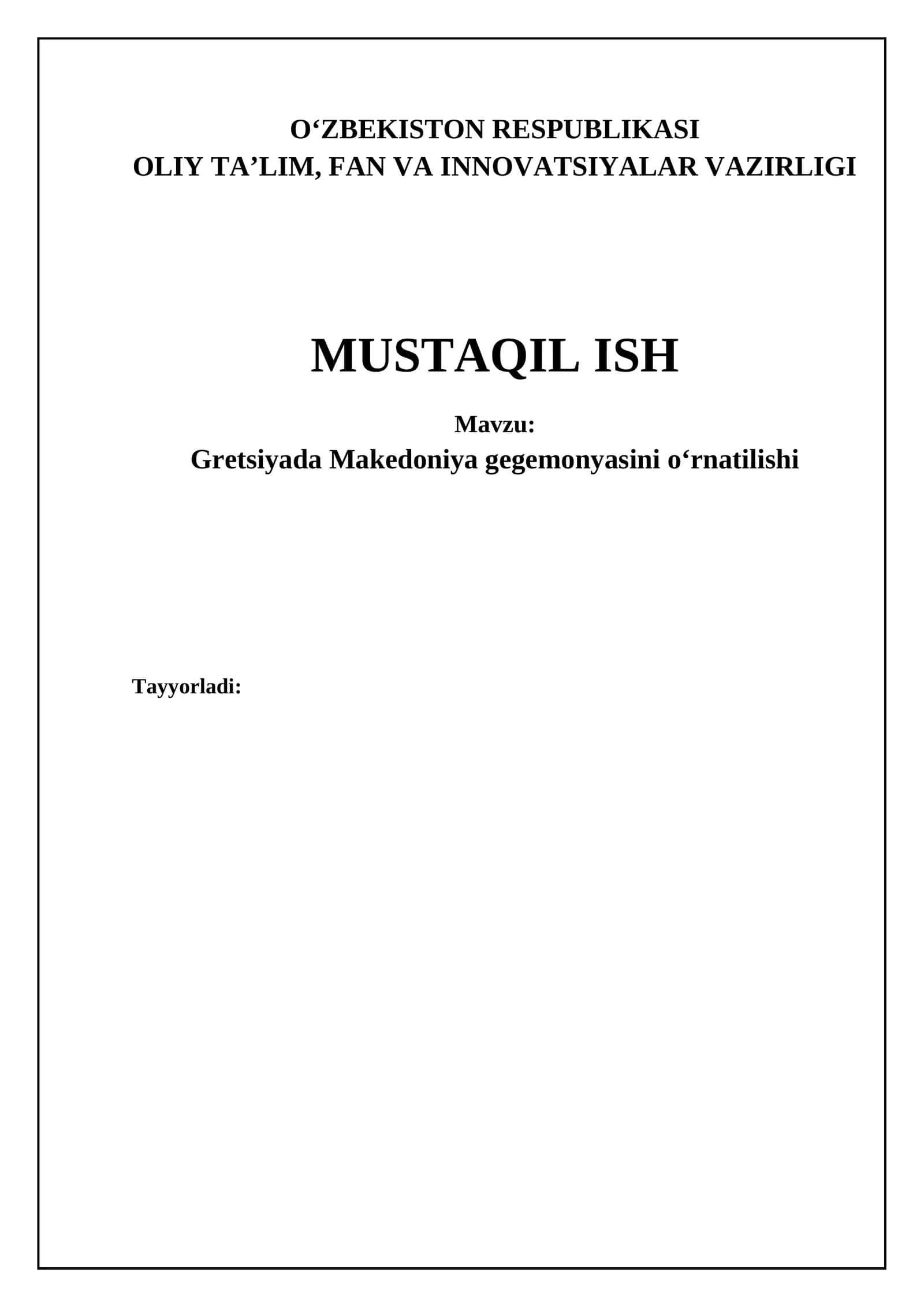 Gretsiyada Makedoniya gegemonyasini oʻrnatilishi 1