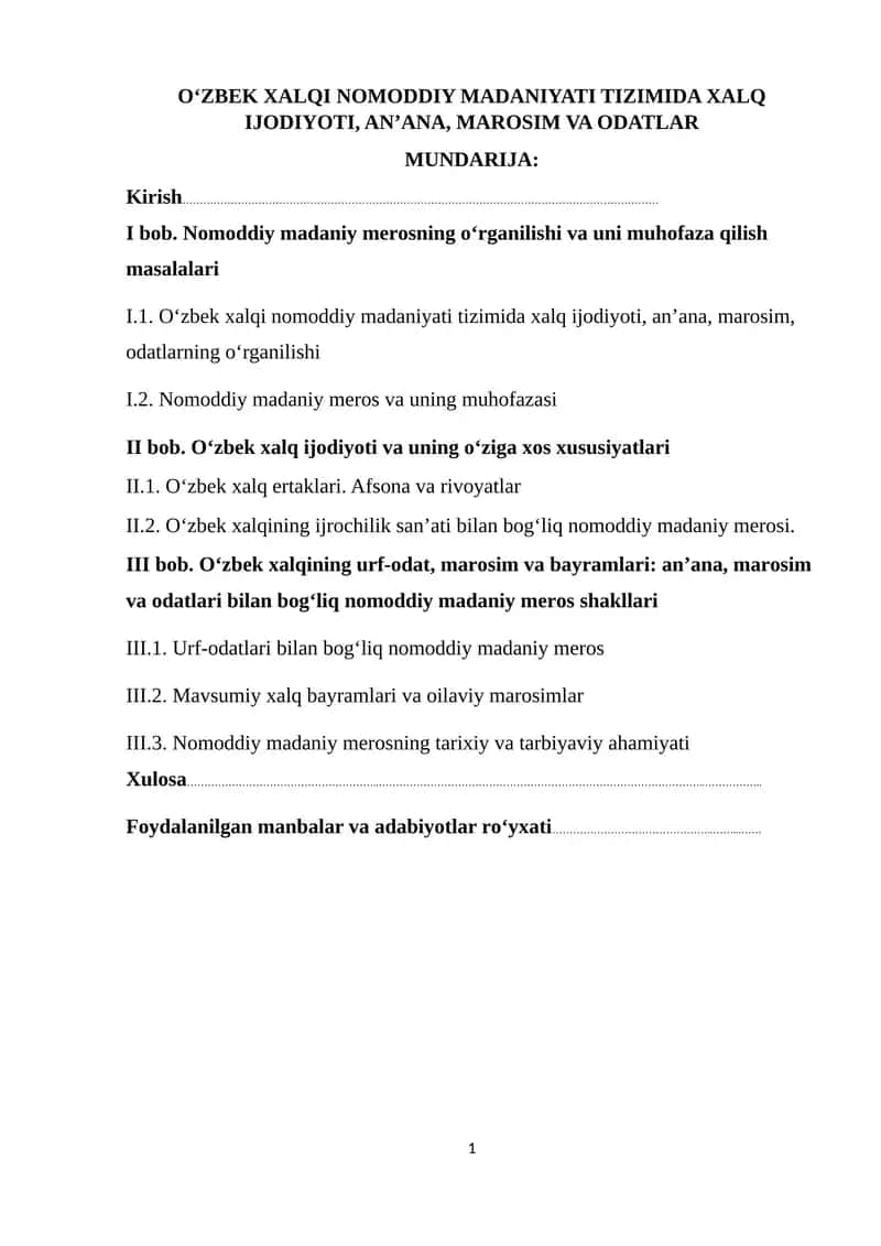 О'ZBEK XALQI NОMОDDIY MADANIYATI 1