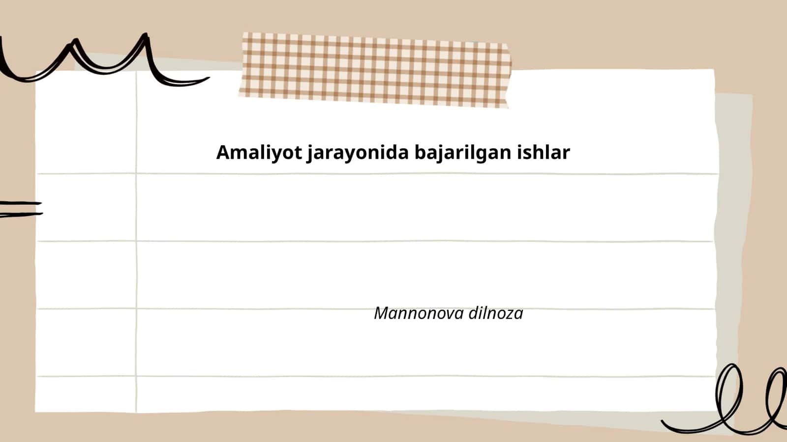 Amaliyot jarayonida bajarilgan ishlar 1