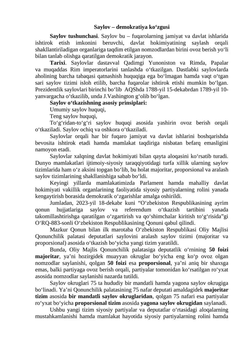 Saylov – demokratiya ko‘zgusi 1