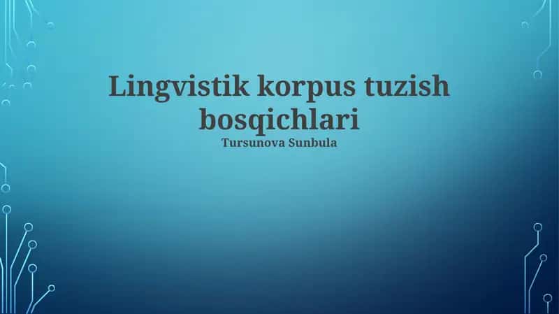 Lingvistik korpus tuzish bosqichlari 1