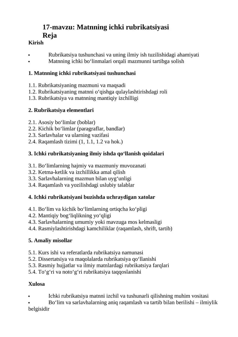 Matnning ichki rubrikatsiyasi 1