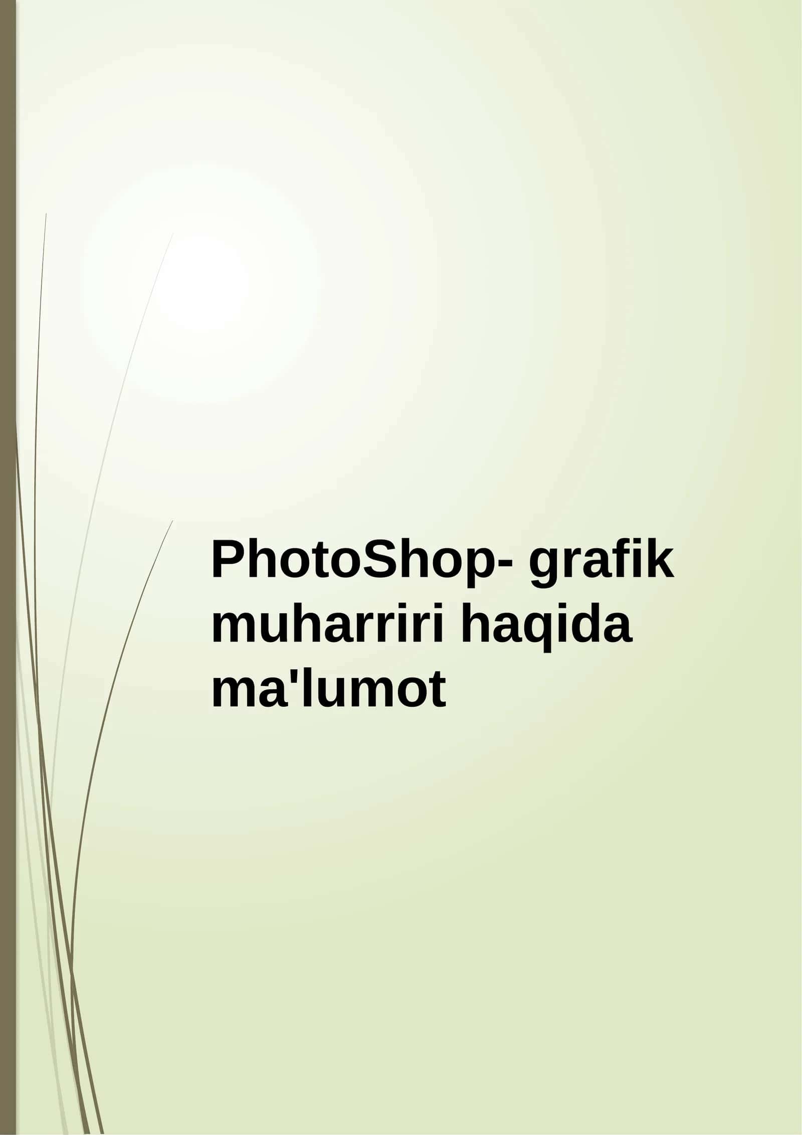 PhotoShop-grafik muharriri haqida ma'lumot 1