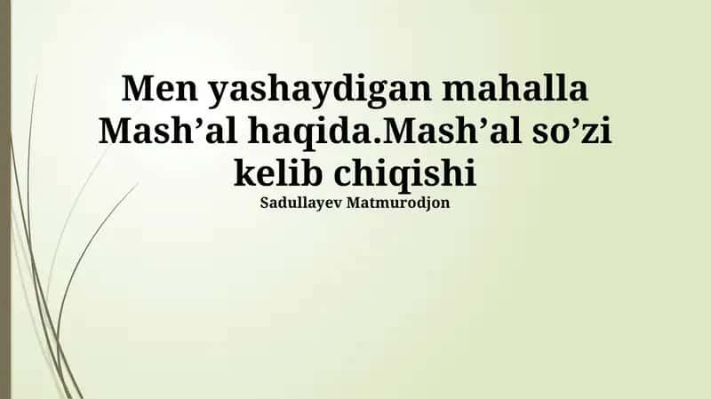 Mashʼal mahallasi 1