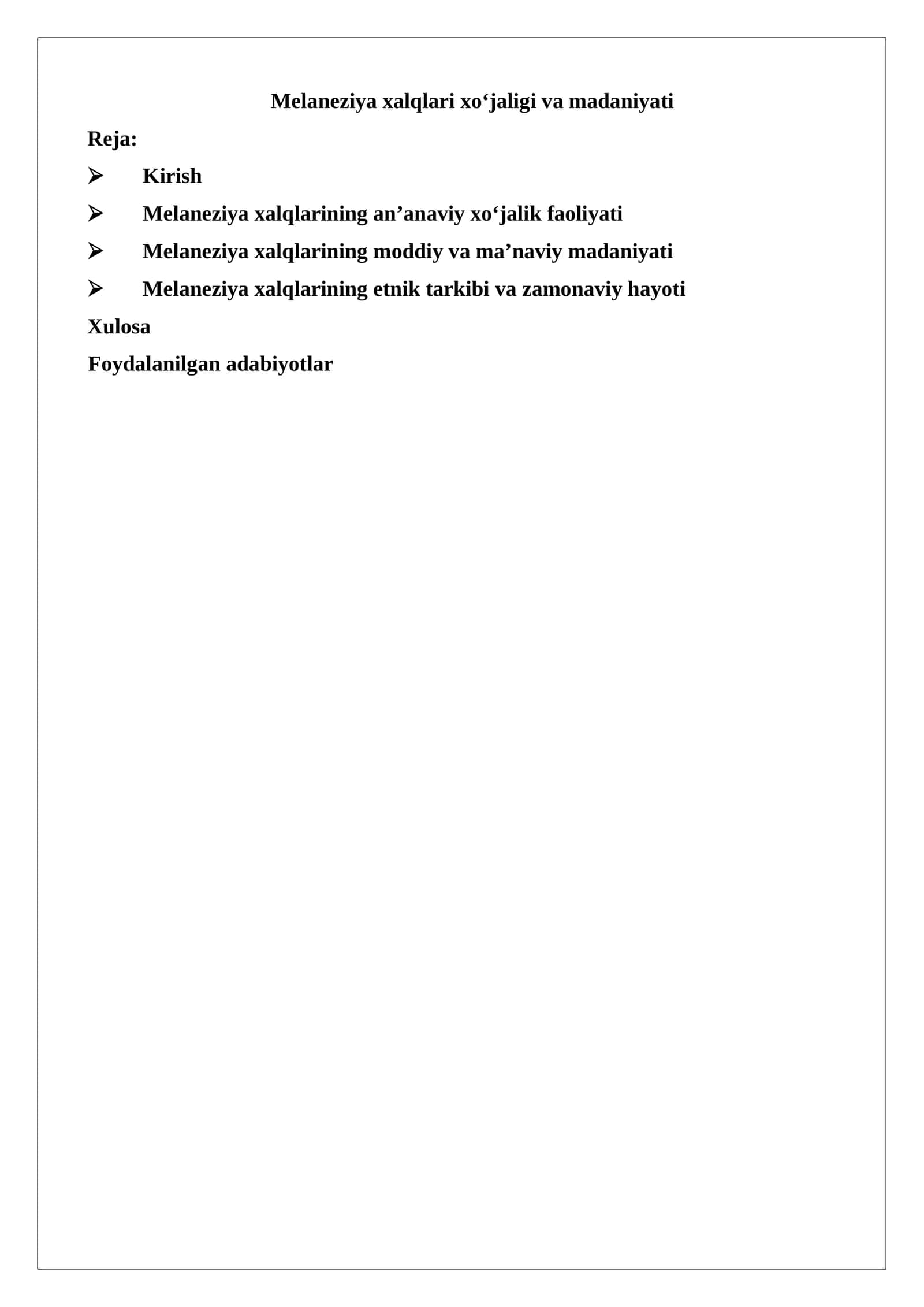 Melaneziya xalqlari xoʻjaligi va madaniyati 1