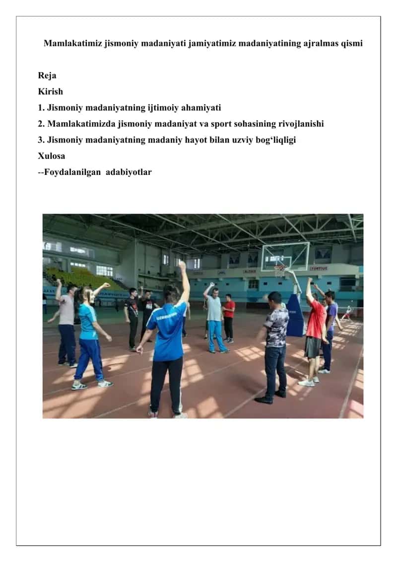 Jismoniy Madaniyat va Sport sohasi 1