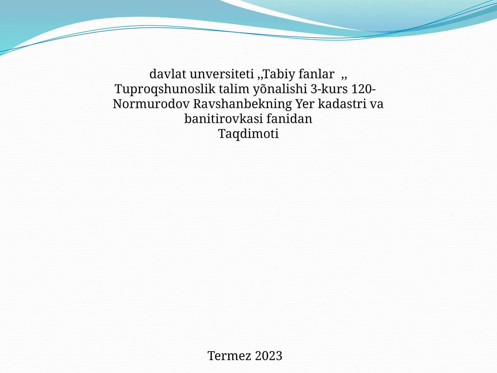 Tuproqshunoslik talim yõnalishi 1