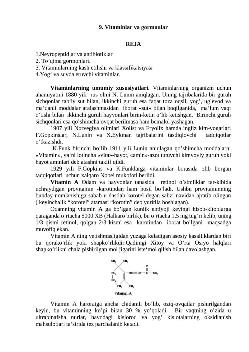 Vitaminlar va gormonlar 1