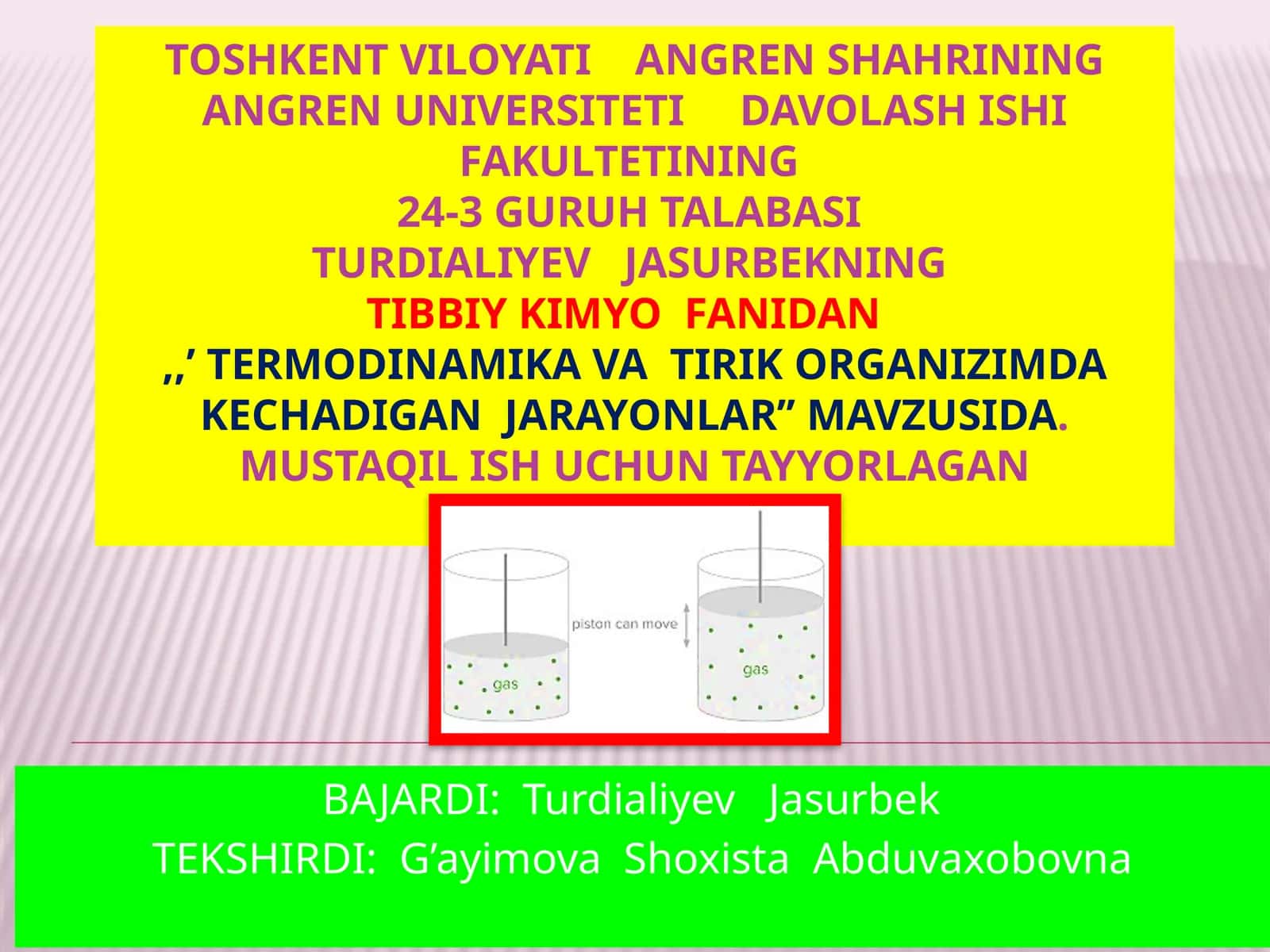 Termodinamika va bioenergetika ilmiy asoslari 1