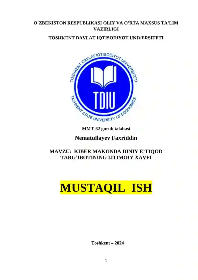 KIBER MAKONDA DINIY E’TIQOD TARG’IBOTI