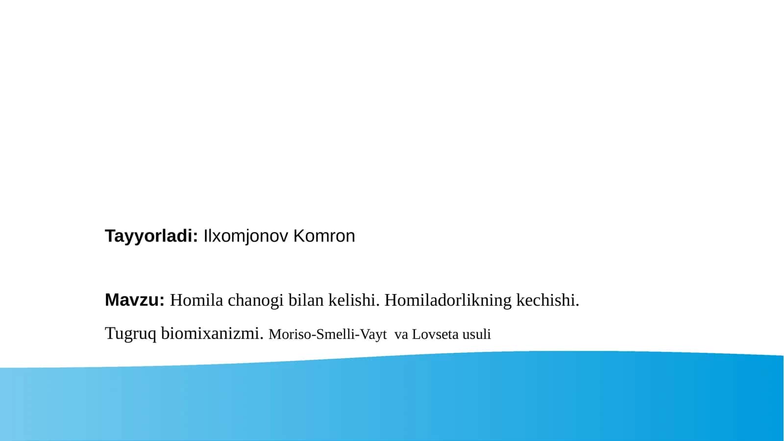 Homila chanogi bilan kelishi 1