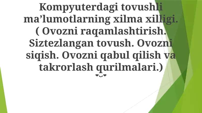 Audio siqish va ijro texnologiyalari 1