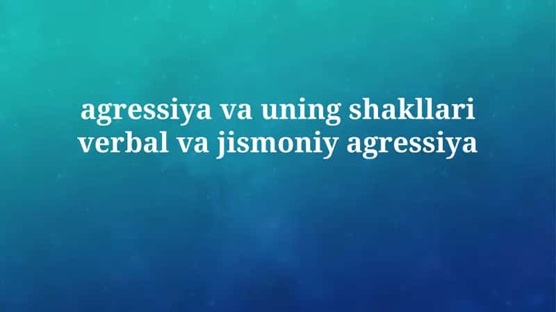 Jismoniy tajovuz 1