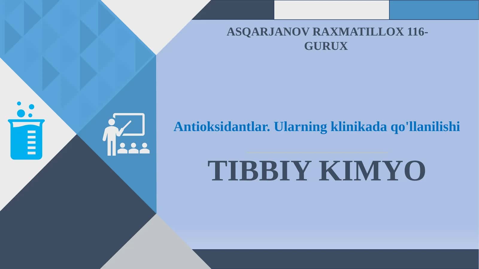 Antioksidantlar. Ularning klinikada qo'llanilishi 1