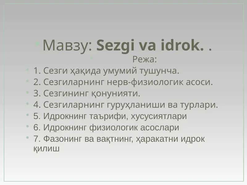 Sezgivaidrok 1