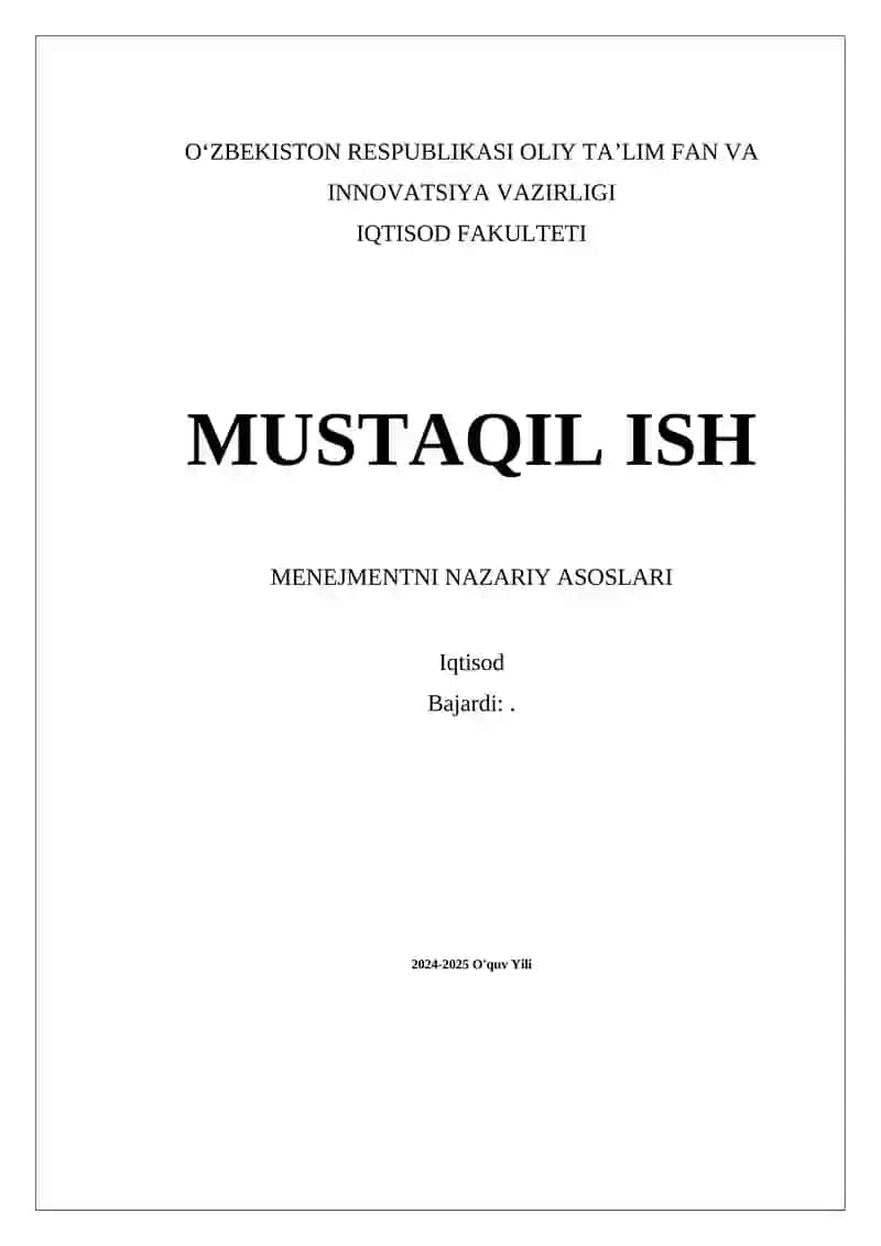 Menejment nazariyalarining tarixiy rivojlanishi