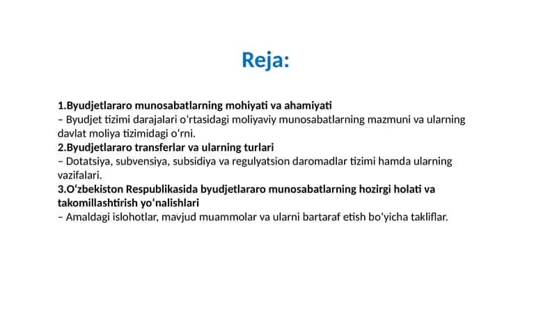 Byudjetlararo munosabatlarning mohiyati va ahamiyati 1
