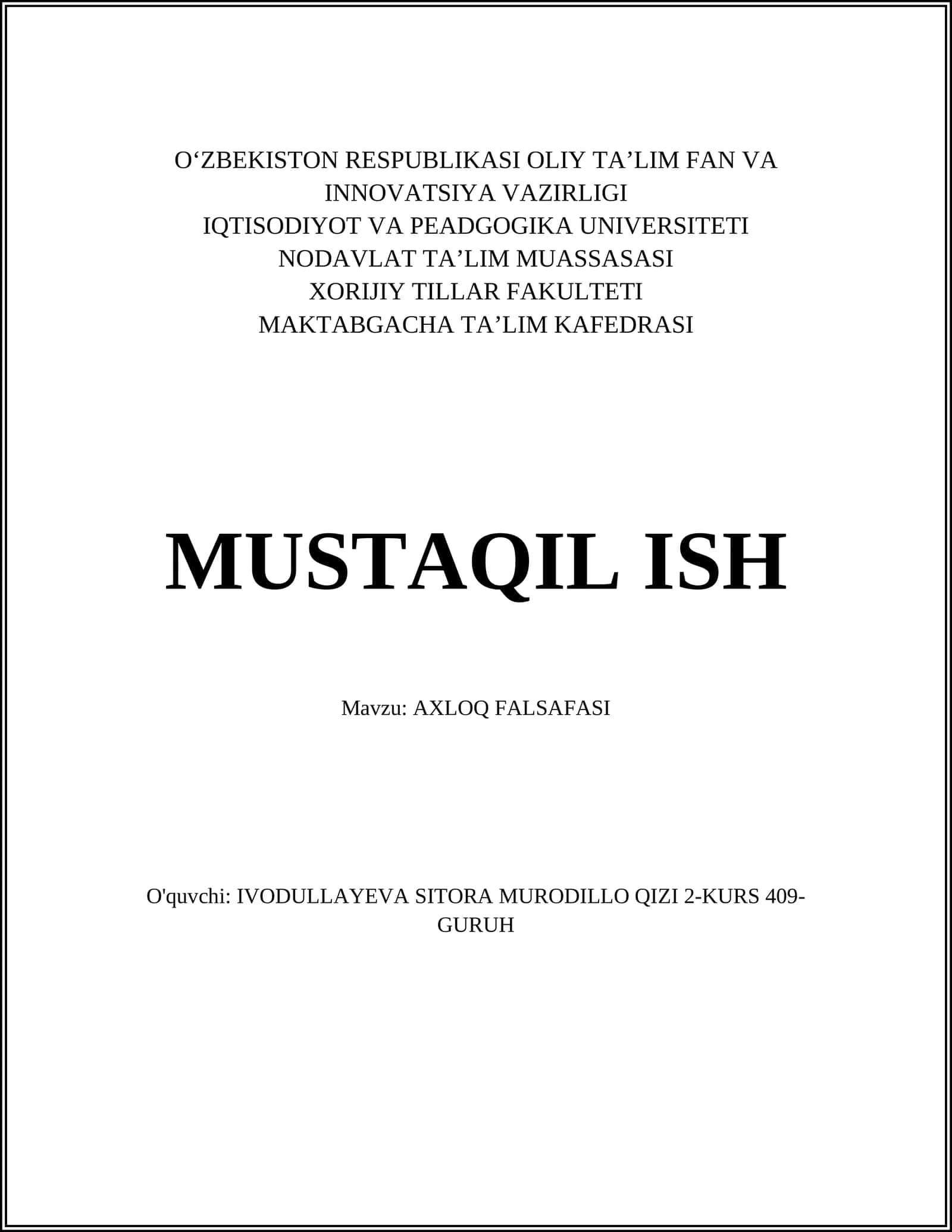 AXLOQ FALSAFASI 1