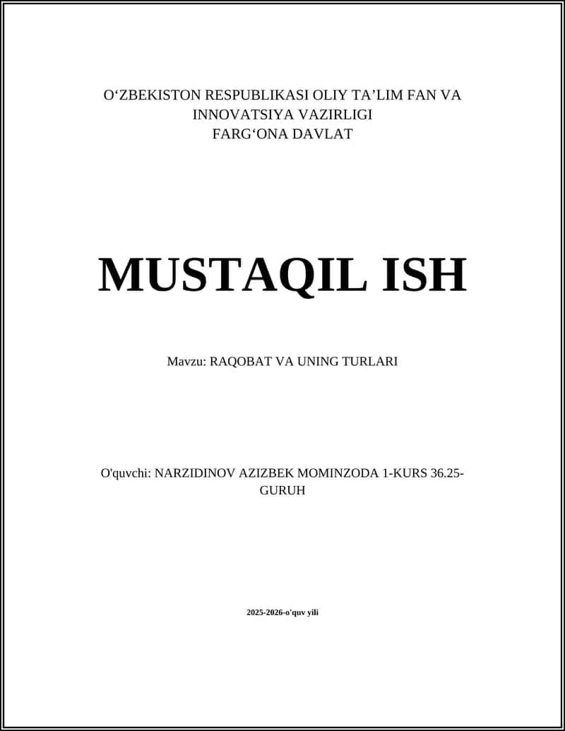 RAQOBAT VA UNING TURLARI 1