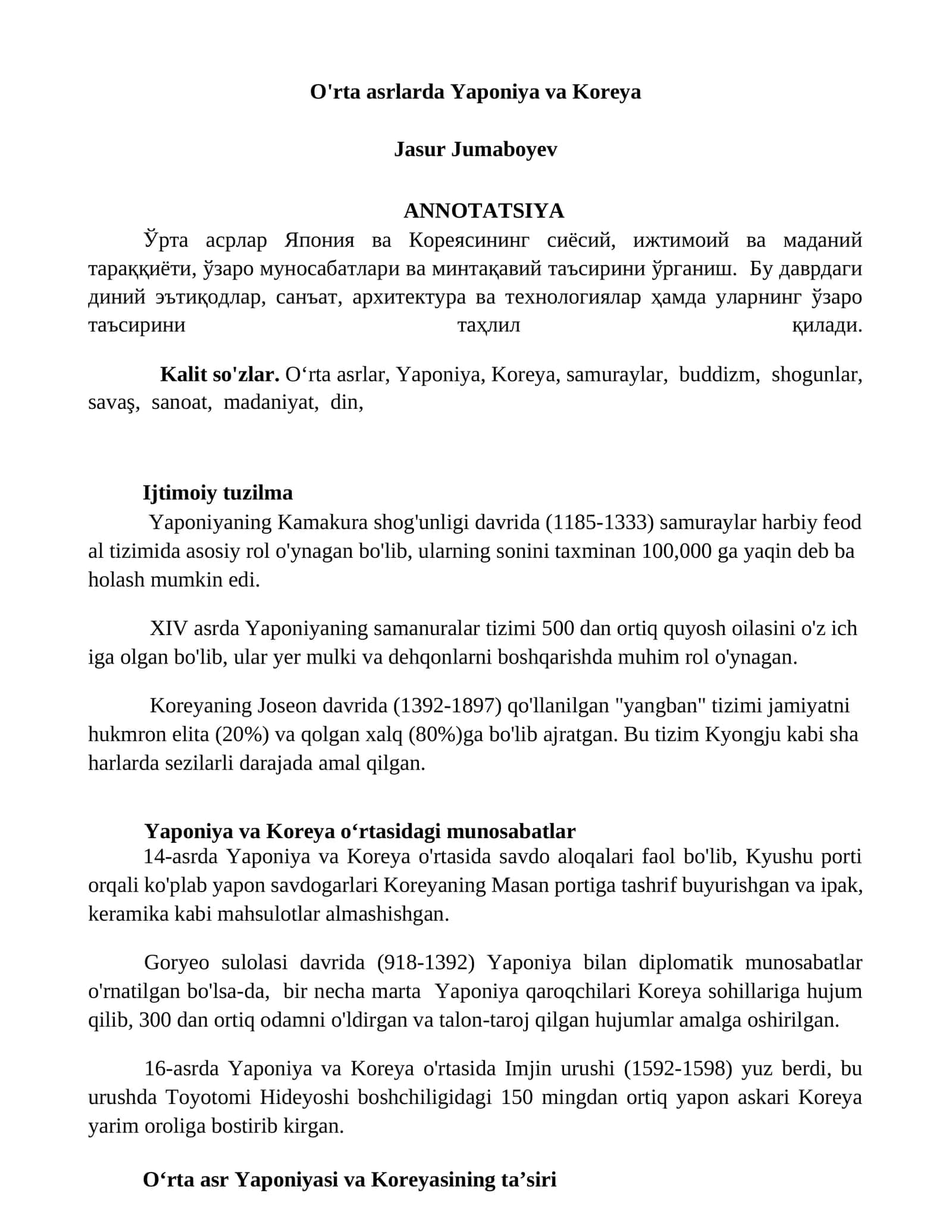 O'rta asrlarda Yaponiya va Koreya 1