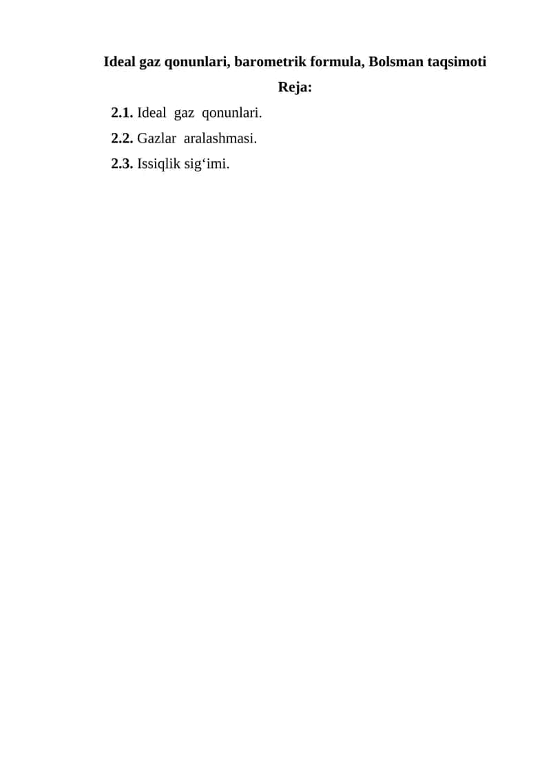 Ideal gaz qonunlari 1