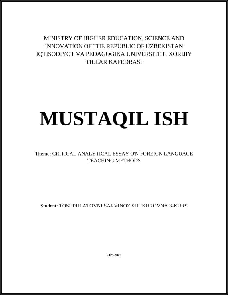 Critical Analytical Essay on the Grammar-Translation Method: Relevance and Limitations 1