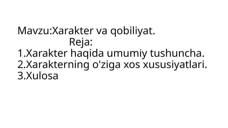 Xarakter va qobiliyat 1