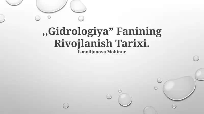 Gidrologiya Fanining Rivojlanish Tarixi 1