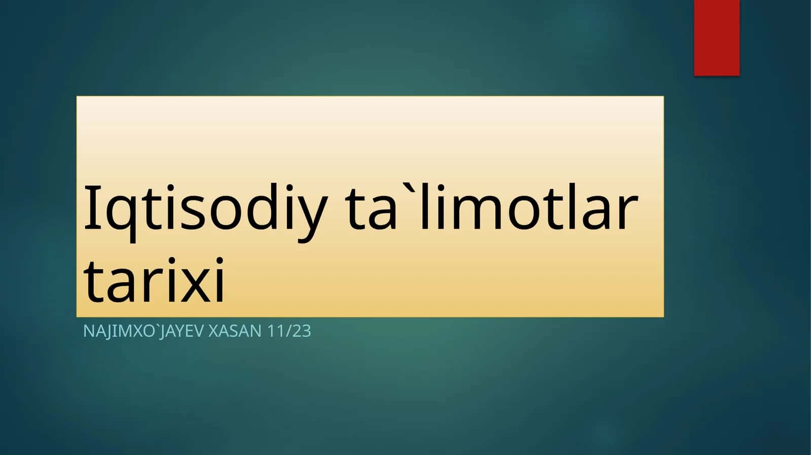 Iqtisodiy ta`limotlar tarixi 1