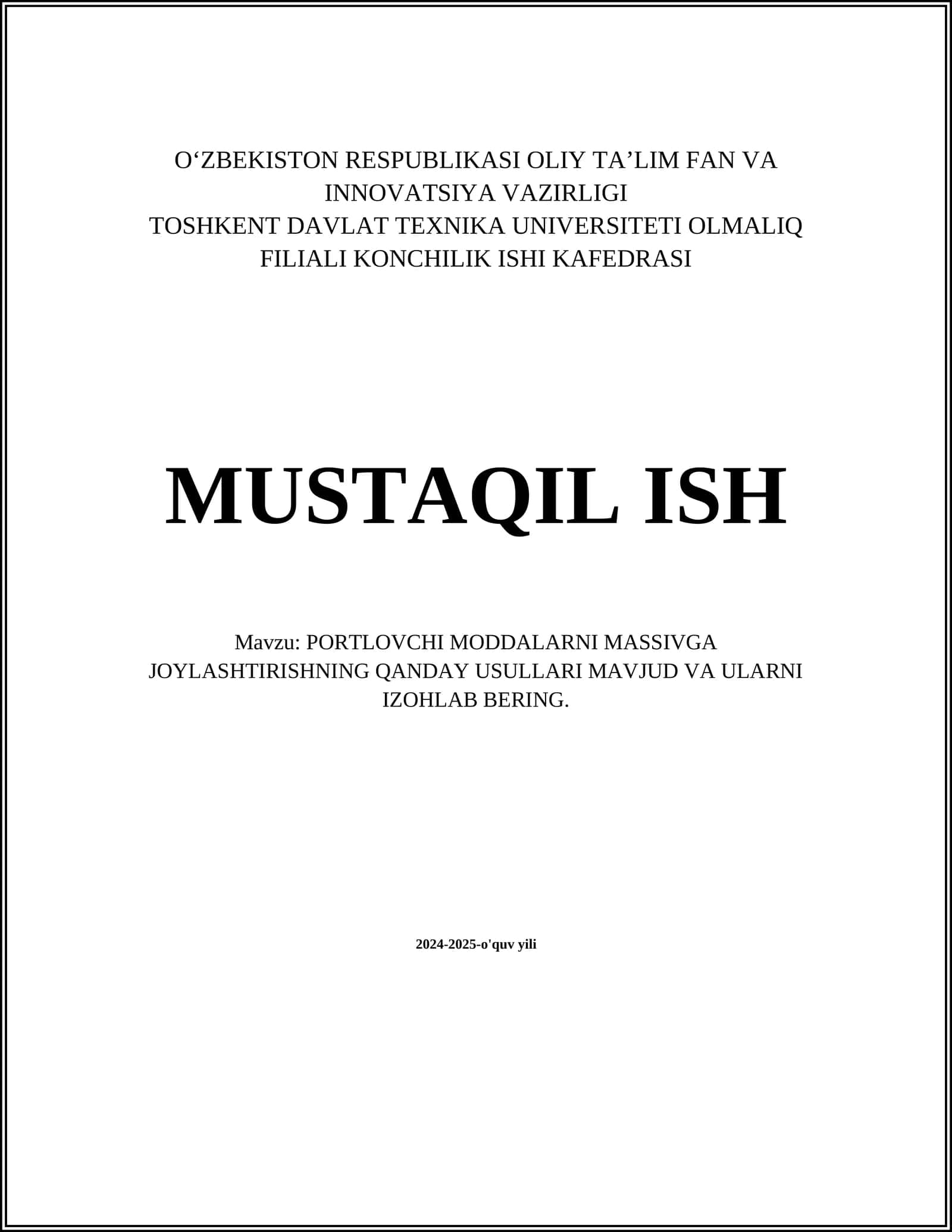 PORTLOVCHI MODDALARNI MASSIVGA JOYLASHTIRISHNING QANDAY USULLARI 1