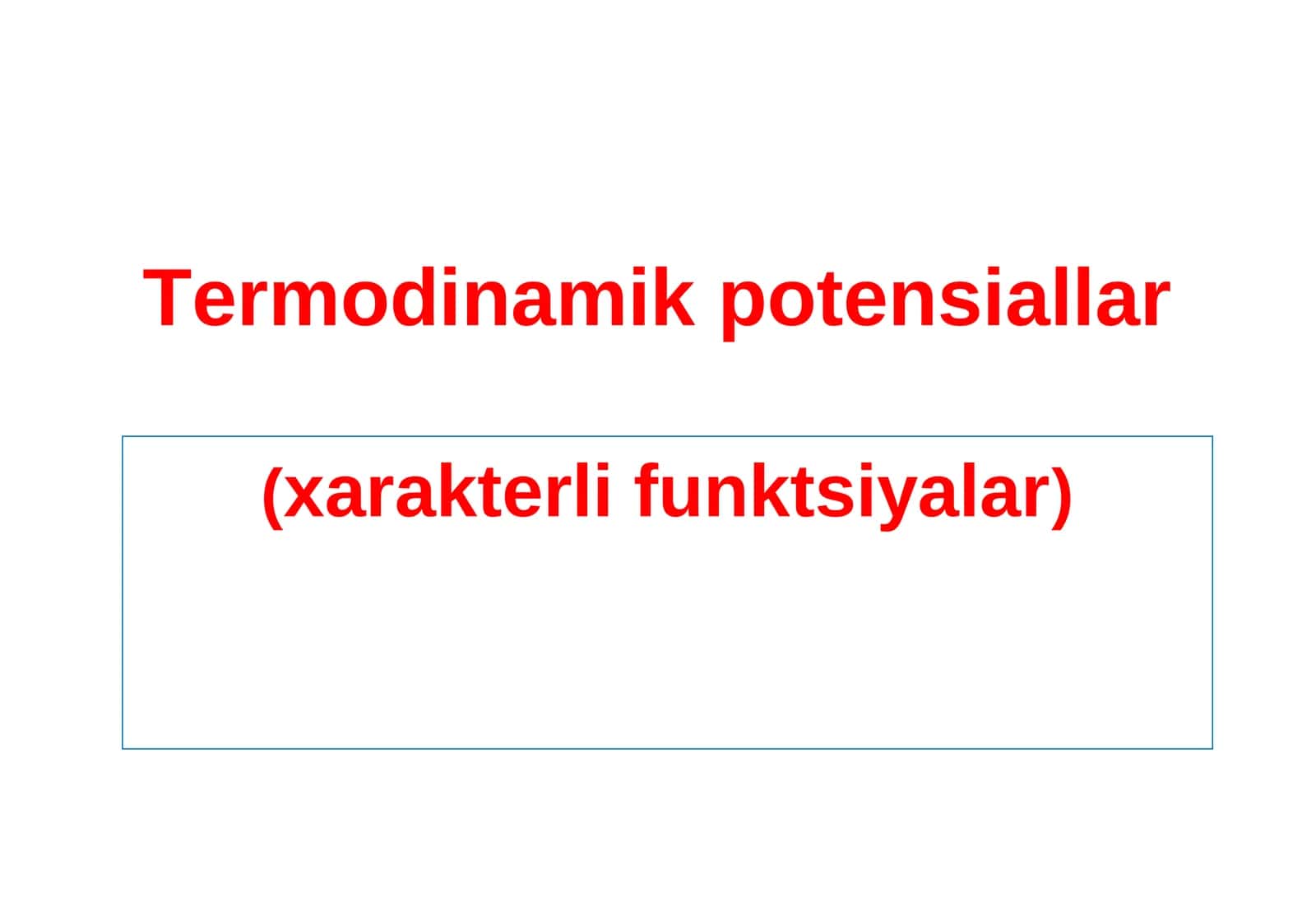 Termodinamik potensiallar 1