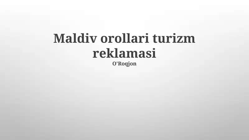 Maldiv orollari turizm reklamasi 1