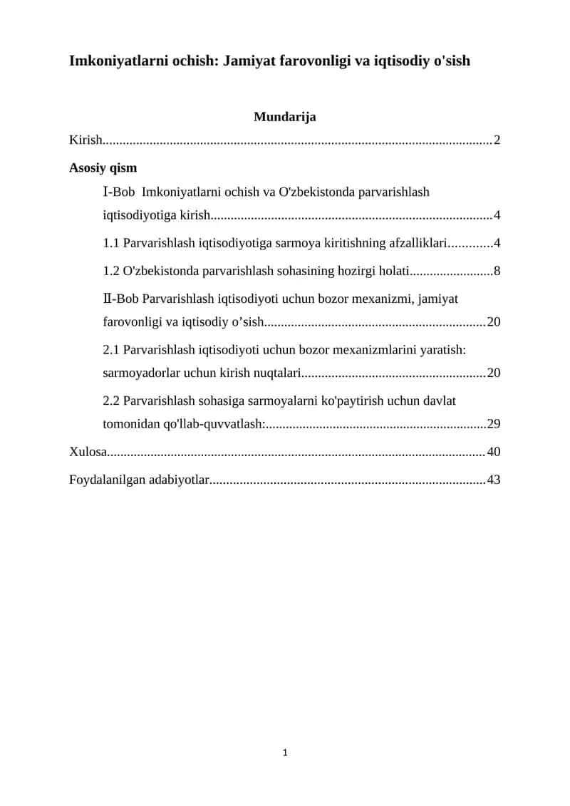 Parvarishlash iqtisodiyoti 1