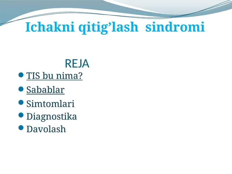 Ichak niqitig’lash sindromi (TIS) 1