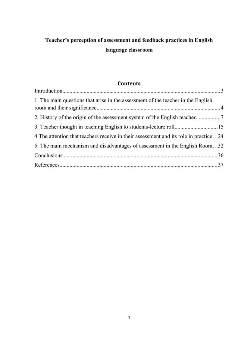 Teacher’s perception of assessment and feedback practices in English language classroom 1