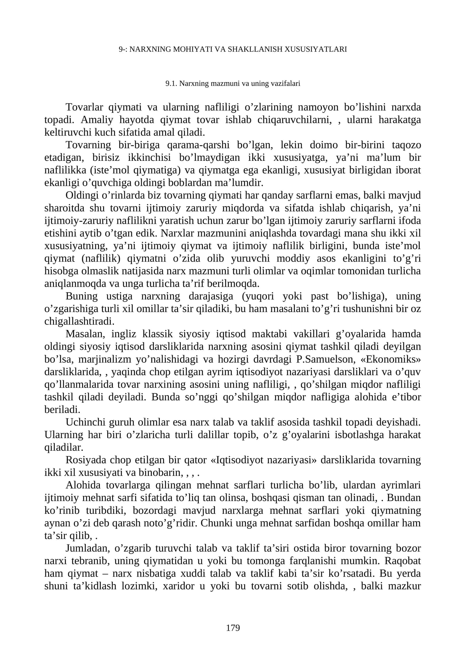 NARXNING MOHIYATI VA SHAKLLANISH XUSUSIYATLARI 1