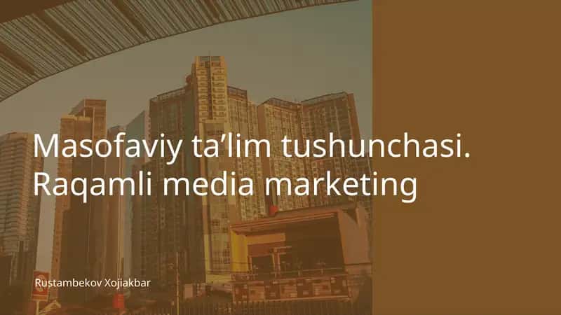 Masofaviy ta'lim tushunchasi 1