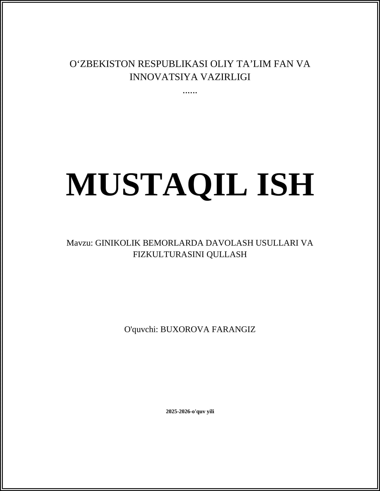 Ginekologik bemorlarda davo usullari 1