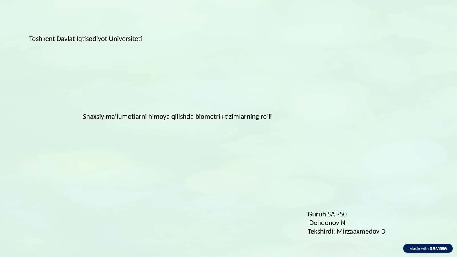 Shaxsiy ma'lumotlarni himoya qilishda biometrik tizimlarning ro'li 1