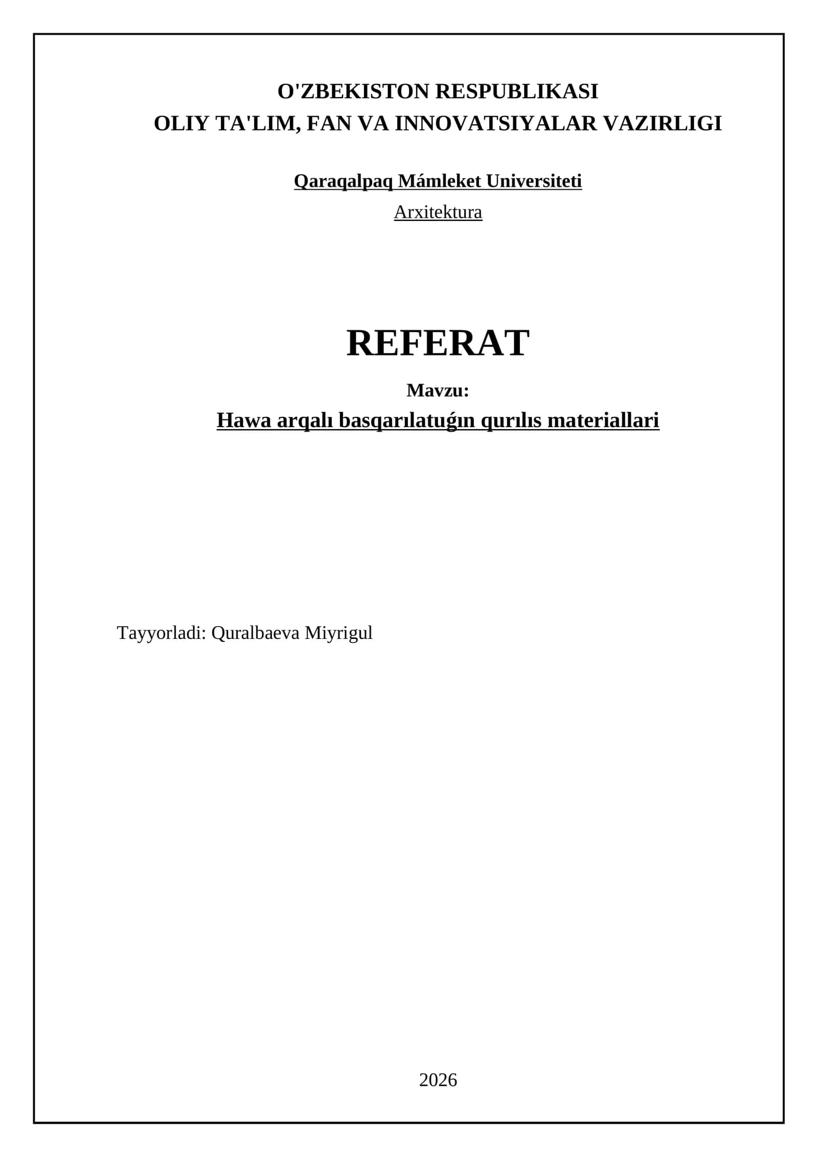 Hawa arqalı basqarılatuǵın qurılıs materiallari 1