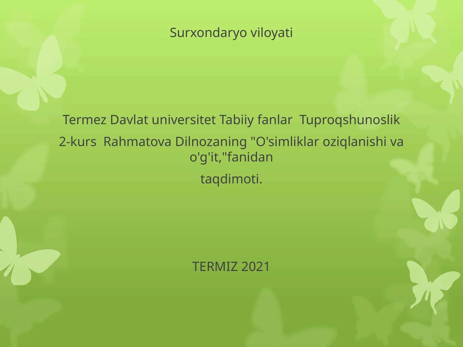 O'simliklar oziqlanishi va o'g'it 1