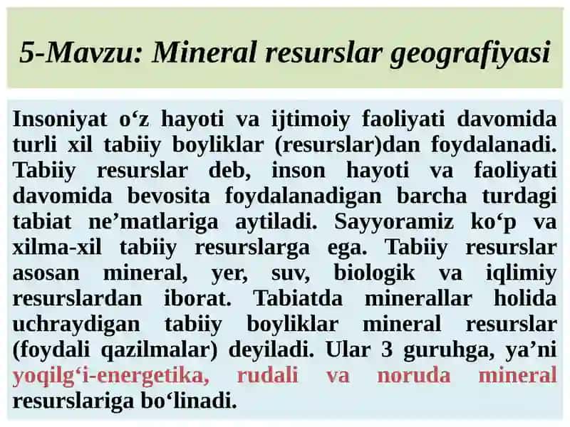 Mineralresurslar geografiyasi