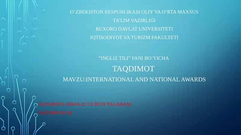 International and national awards 1