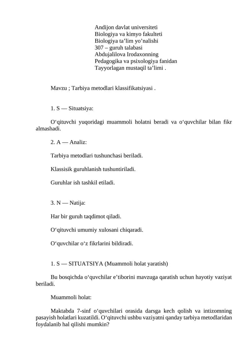 Tarbiya Metodlari Klassifikatsiyasi 1