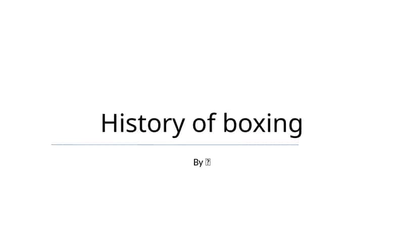 History of boxing 1