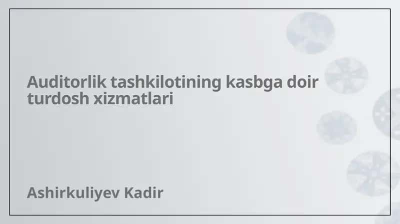 Kasbga doir turdosh xizmatlar 1