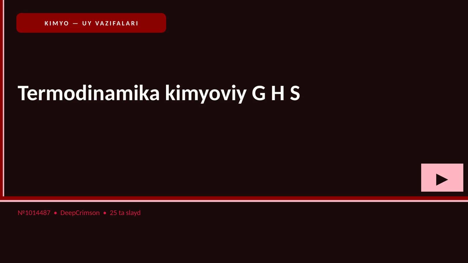Termodinamika kimyoviy G H S 1
