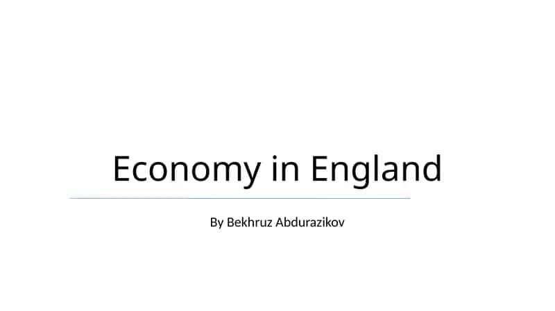Economy in England 1