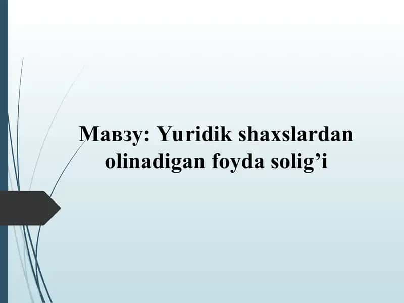 Yuridik shaxslardan olinadigan foyda solig’i 1