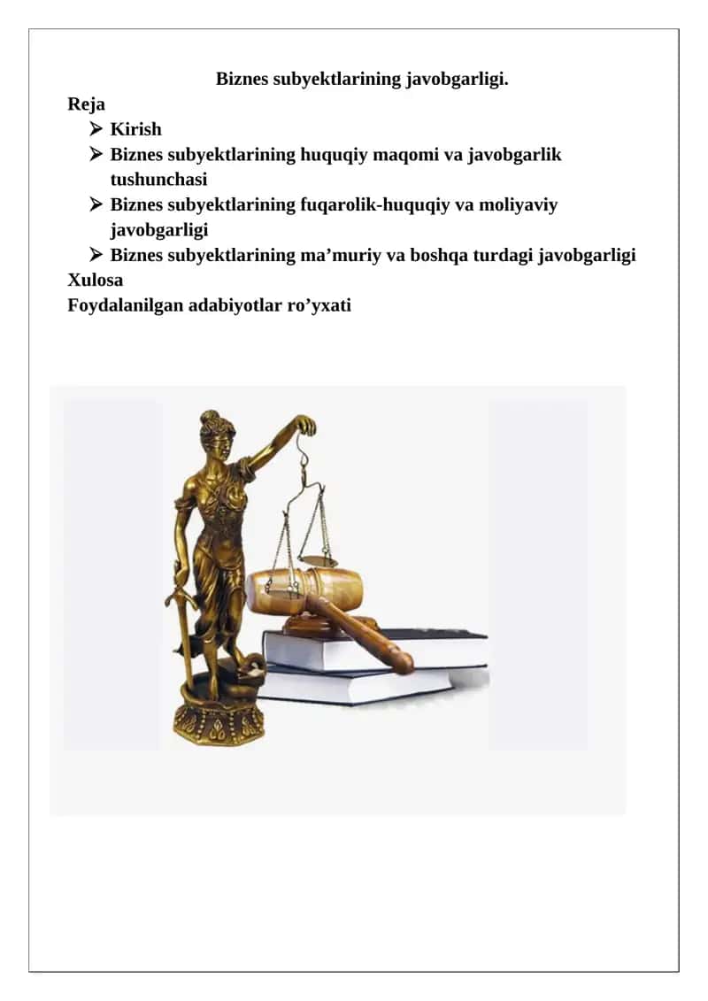 Biznes subyektlarining javobgarligi 1